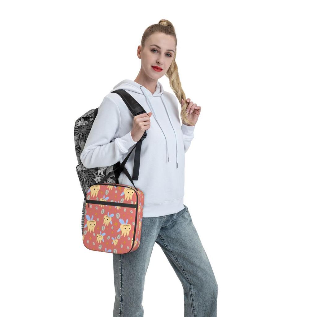 Cartoon Tand Tandfee Geïsoleerde Lunchtas voor Vrouwen Kantoor Koeltas Thermische Voedseldoos Tote Draagbare Lunchboxen Container