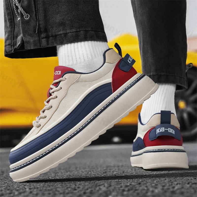 

2026 Autumn Men s Niche Design Low Top Thick Soled Sports Shoes Fashi Trend Comfortable N Slip Colo Blocked Chunky Sneakers 44 бежевий