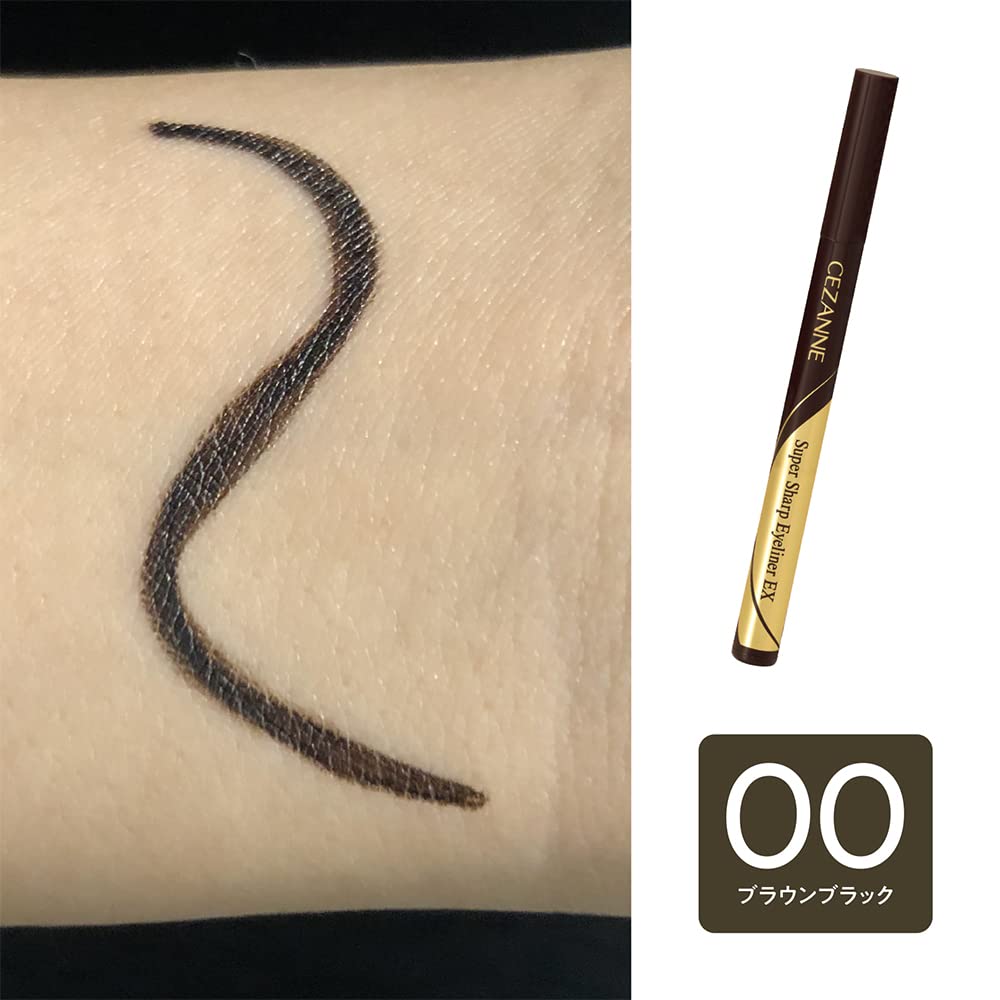CEZANNE Eyeliner EX 00 Brown Liquid Highly Pigmented Ultra-Fine Black, 0.48ml, Eyeliner, Waterproof, Moisture-Resistant,
