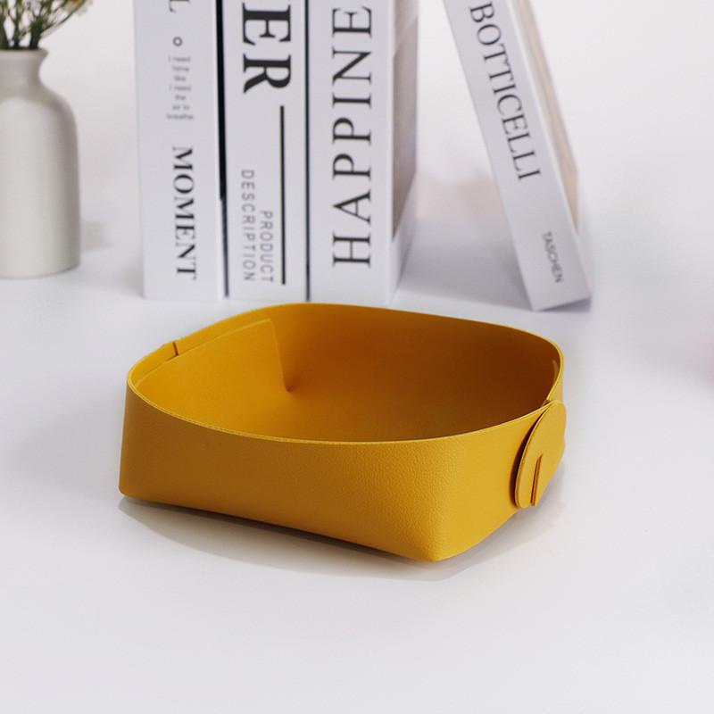 Nordic Minimalist Leather Desk Organizer With Foldable Design For Home Office And Study