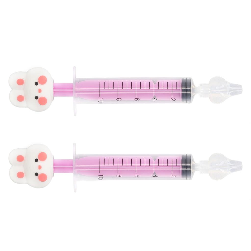 2pcs Baby Nasal Irrigator Cartoon Shaped Syringe Type Silicone Infant Nose Cleaner Rinsing Device