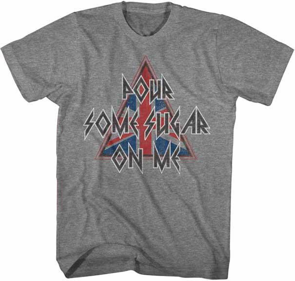 Def Leppard Triangle Union Jack Pour Some Sugar On Me Men T Shirt Band Merch S