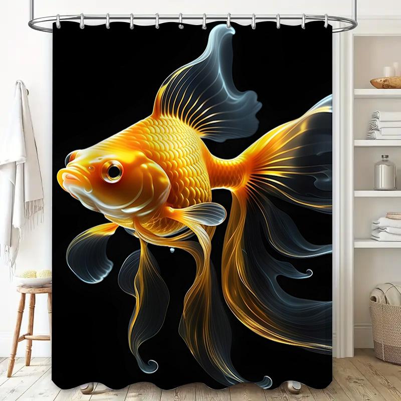 Modern Fish Printed Shower Curtain Waterproof Bathroom Decor