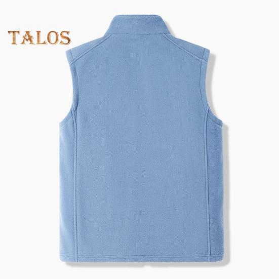Men Polar Fleece Waistcoat Regular Fit Sleeveless Stand-Up Collar Vest Coat with Zipper Pockets Thermal Insulation Vest Jacket