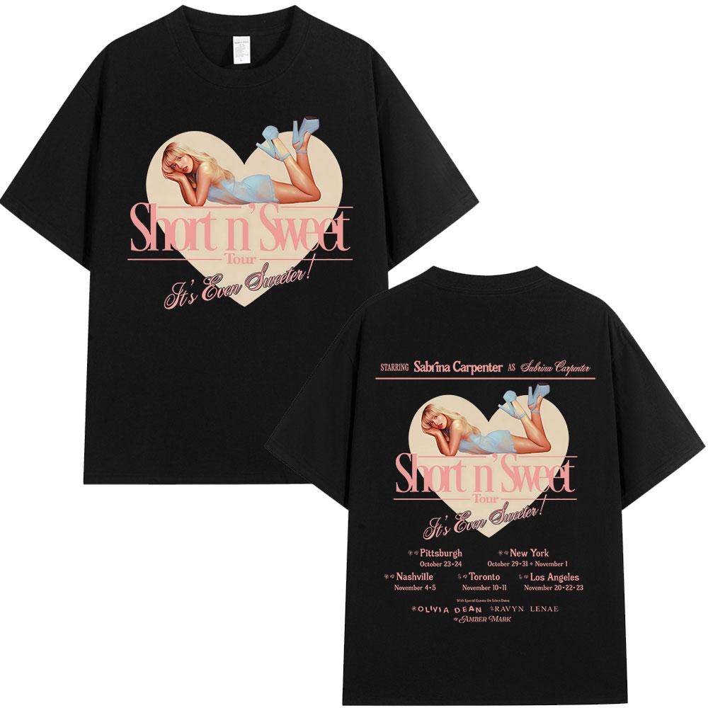 Sabrina Carpenter Short N Sweet Tour 2025 T Shirt Unisex Women Clothing Fashion Aesthetic Tshirts Cotton Loose Tshirt Streetwear