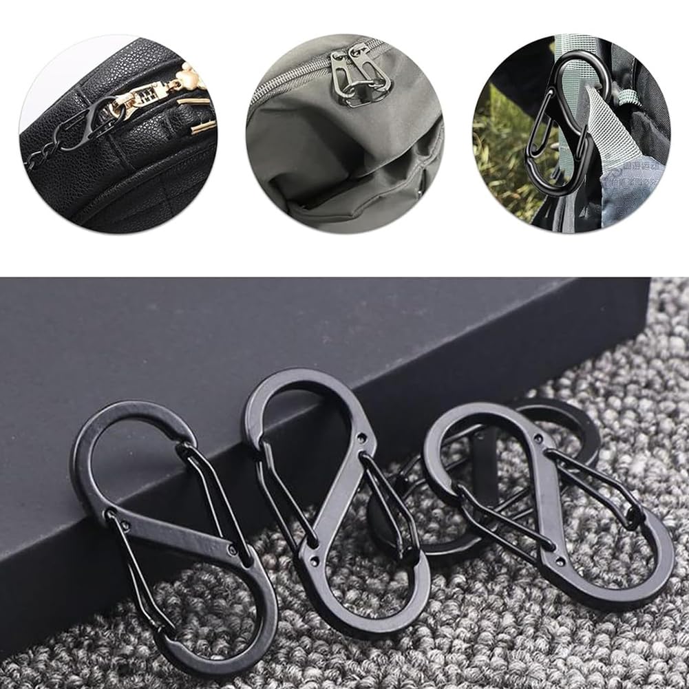 Carabiner, S-shaped, 5 pieces, stylish, small, multifunctional, keychain, clasp, connection