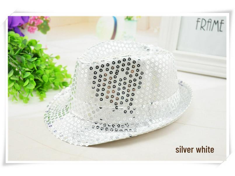 Children's Two-Color Striped Sequined Performance Jazz Hat