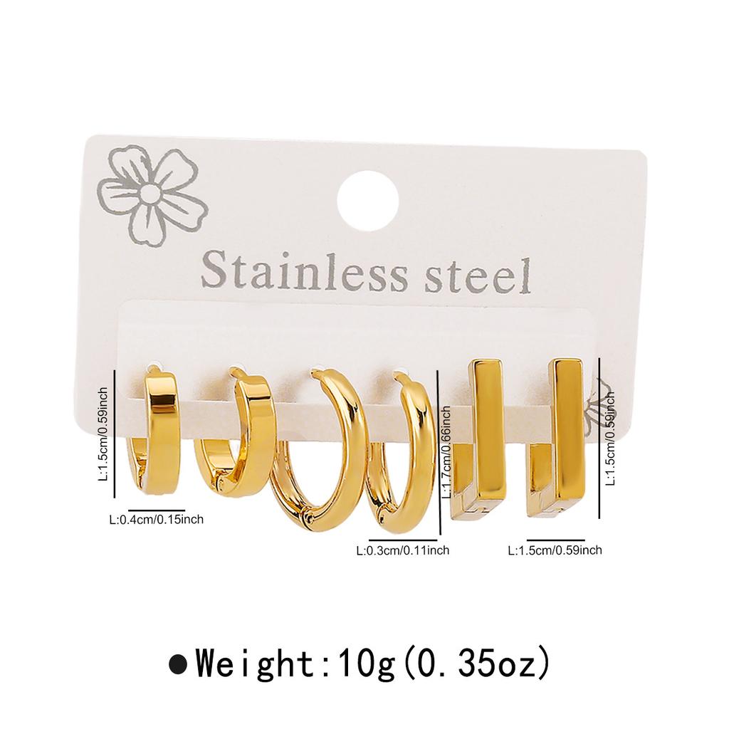 Women Fashion Stainless Steel Star Earrings Set Minimalist Luxury Vintage Unique Design Geometric Stud Earrings For Women
