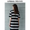 UR 2025 Autumn Striped Slit Cotton Dress