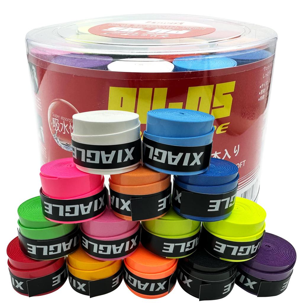 Wet Grip Overgrip Tape for Ideal for Fishing Table and More Mixed Tape, Non-Slip, Ultra-Absorbent, Breathable, Rackets, 60-Pack (9-12 Colors) -