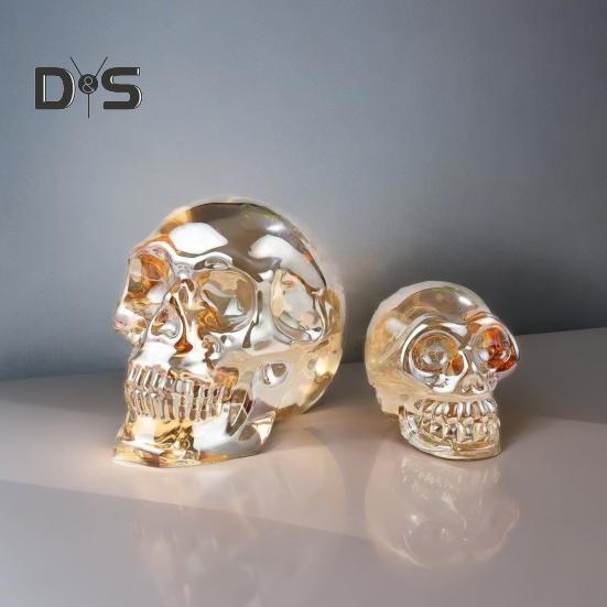 Klar Färgglad skallefigur i naturlig storlek Skallestaty Skulptur Hemmakontor Skrivbord Bokhylla Dekoration Prydnad Halloween Festival Present