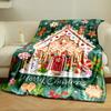 Gingerbread House Snowman Christmas Blanket Bedroom Blanket for Livingroom Couch Lunch Break Soft Throw for Friend's Festival Gift