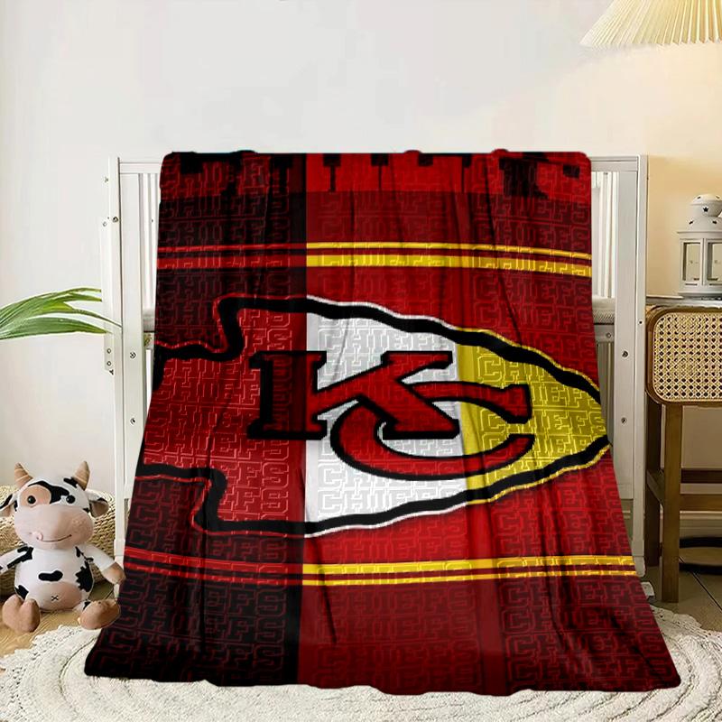 Kansas City Chiefs Logo Portable Blanket/Soft Blanket Bedding Blanket Suitable for Travel Camping Living Rooms Offices Sofas Fan Gifts