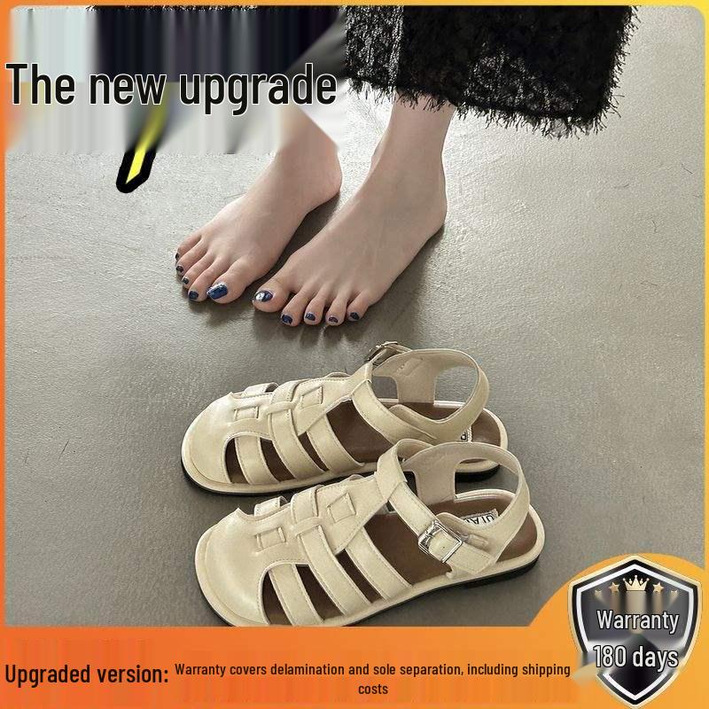 Women's Retro Woven French Flat Roman Sandals - Soft Sole Clogs for Casual Summer Beachwear 2025.