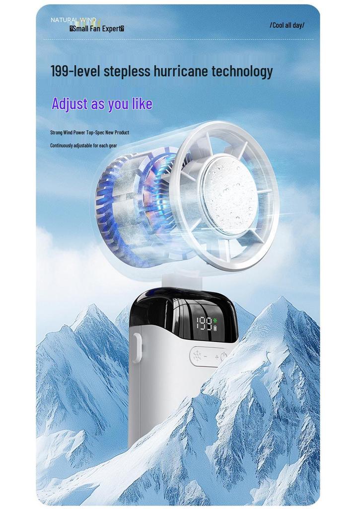 2026 Multi-Functional Foldable Handheld & Neck Ice-Pack Fan with Digital Display
