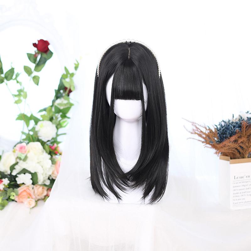 Bybrana Damen Langhaar Große Wellen Pony Alltagskleidung Synthetische Haarperücken Hochtemperaturbeständig