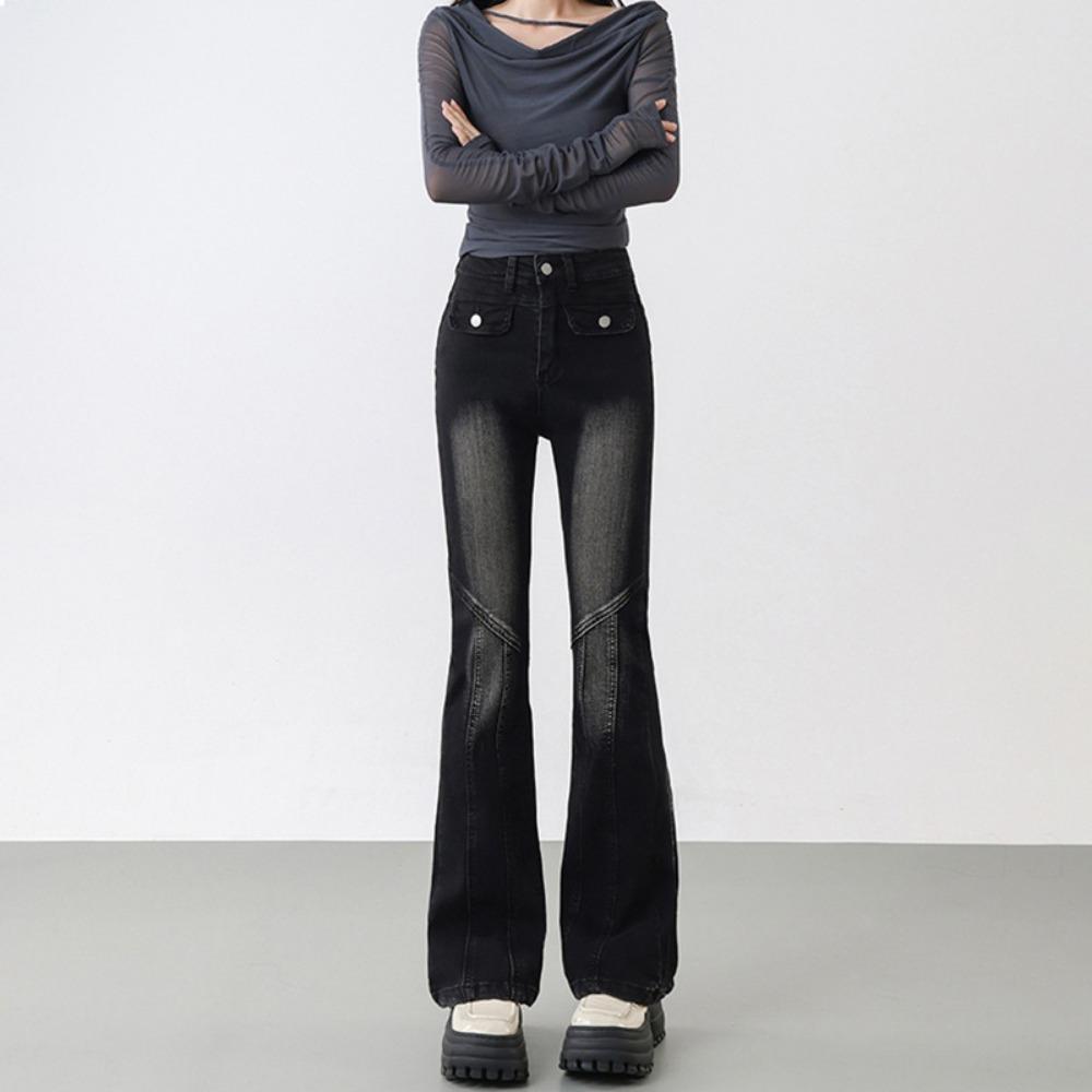 

Уличные микро-пулл джинсы женские весенне-осенние новые тонкие с высокой посадкой дизайн джинсы-клеш прилив XL