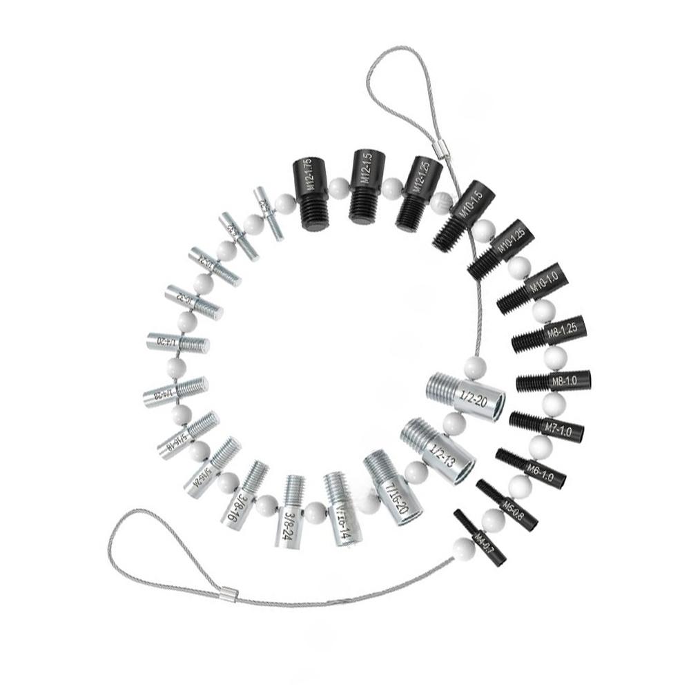 26 Piece Carbon Steel Thread Size Identifier Set Silver Black for Nut Bolt Accurate Measurement of Metric Threads