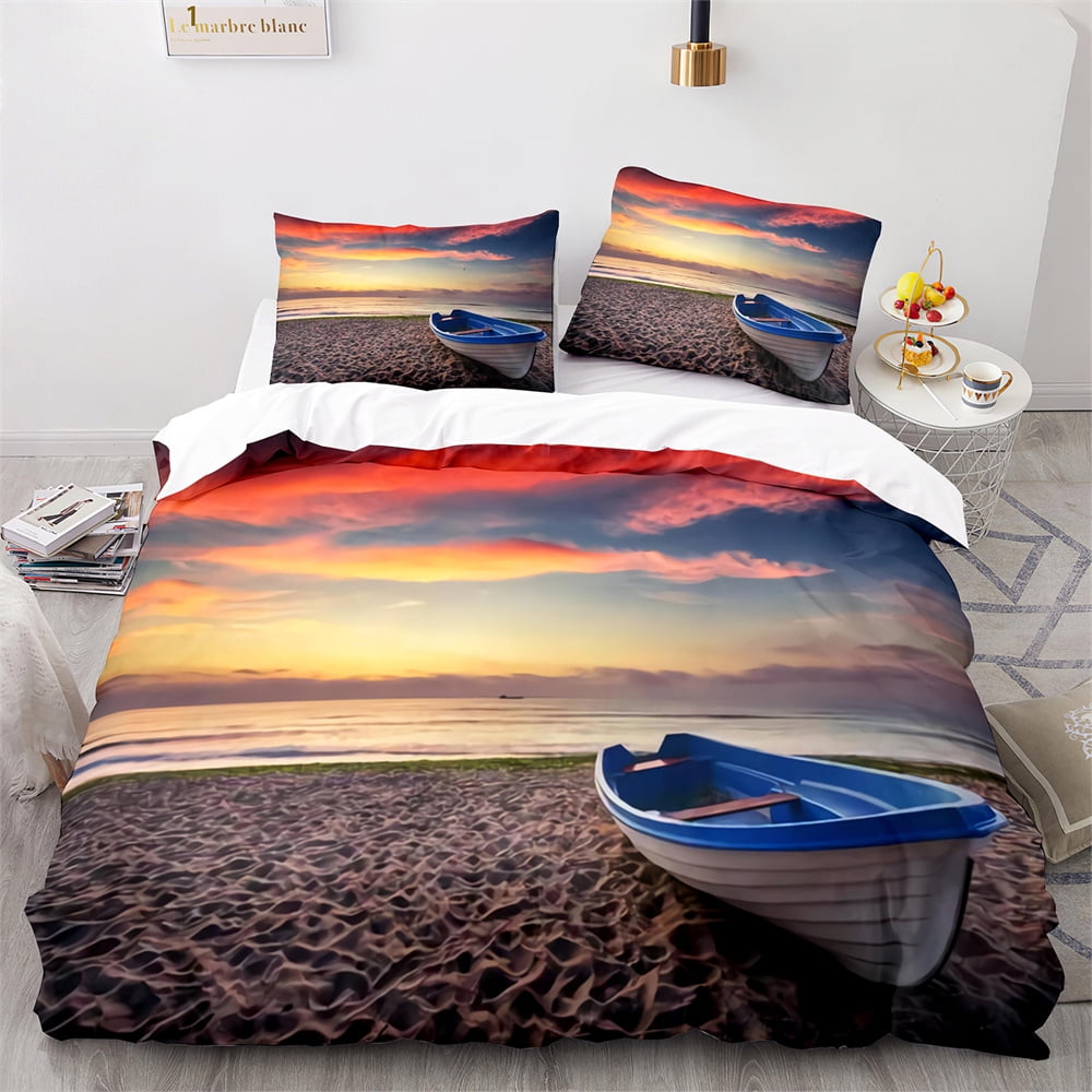 Comforter Beach Ocean Sunset Hawaiian Waves Tropical Island And Sea Beach Nature For Bedroom Rations Women Kids Warm And Soft