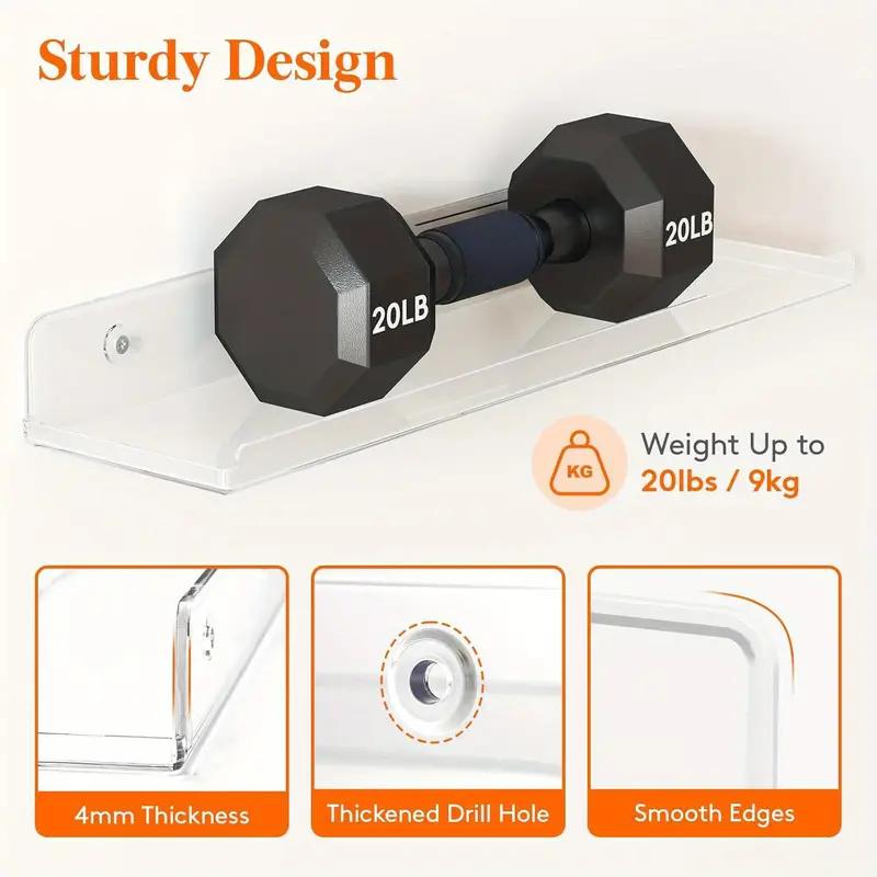 30x10x4cm Transparent Acrylic U-Shaped Display Storage Rack Punch-Free Bathroom Wall Storage Shelf