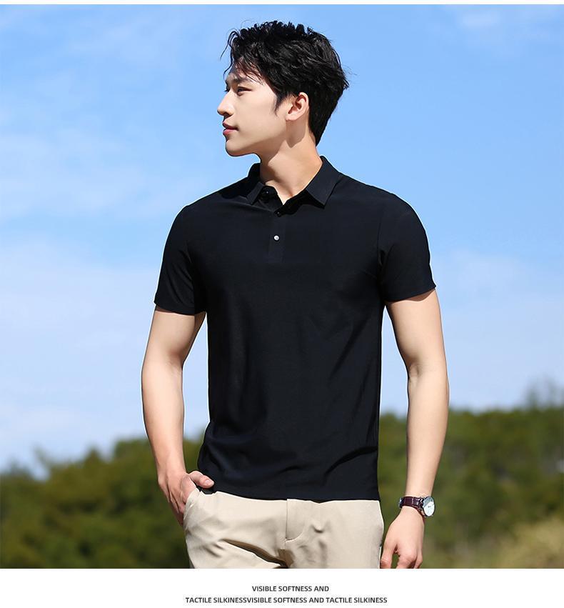 Custom Logo Quick-Dry Seamless Polo: Summer Ice Silk Cool Feel Lapel Short Sleeve Work Shirt