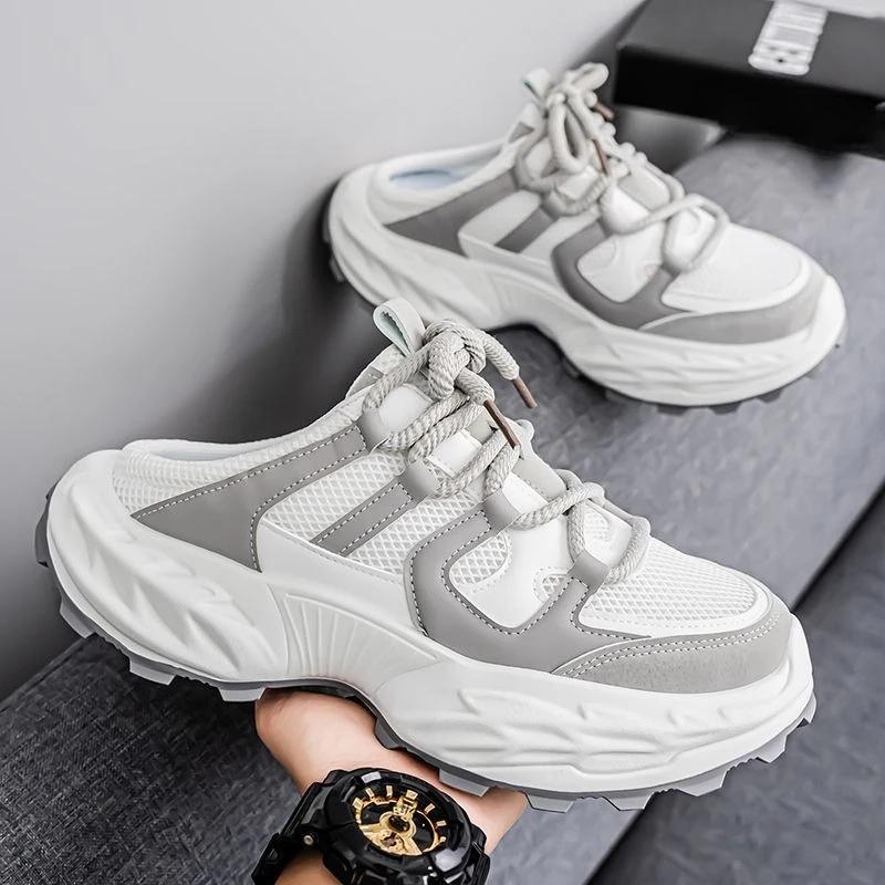 Slippers for Men Platform Half Shoes Outdoor Mules Mascullino Designer Luxury Original Low Price Rubber Adult Fun Sandals Man