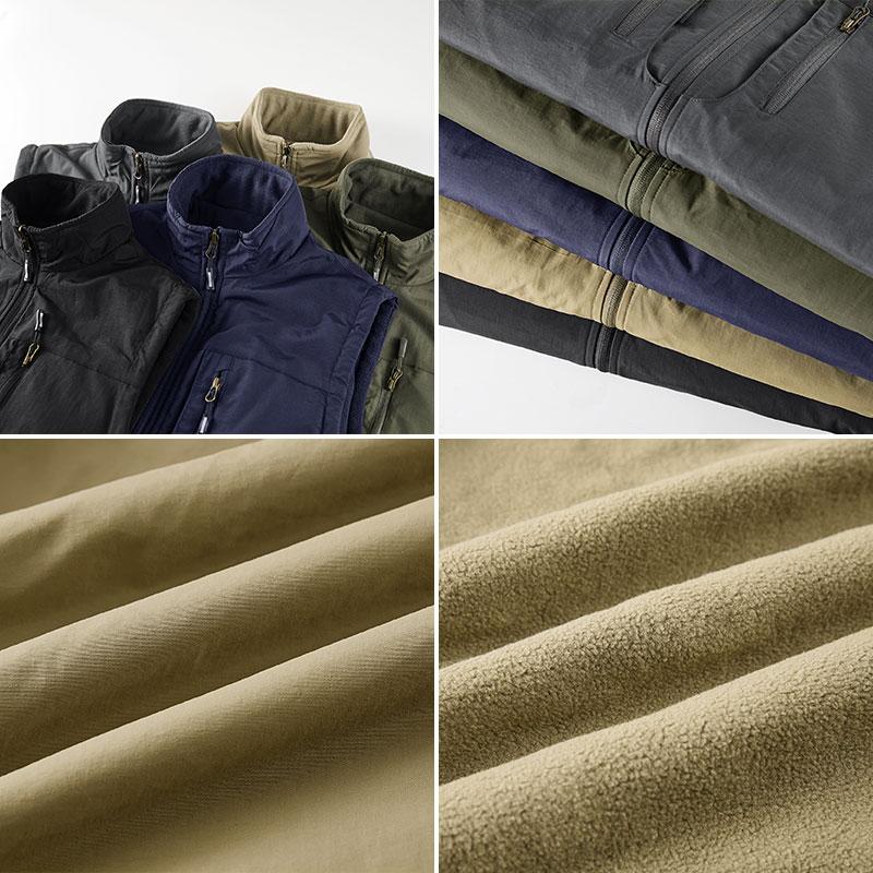 Male Hiking Vest Winter Fleece Double-Sided Mountaineering Casual Vest Outdoor Warm Solid Fishing Hunting Cargo Sleeveless Coats