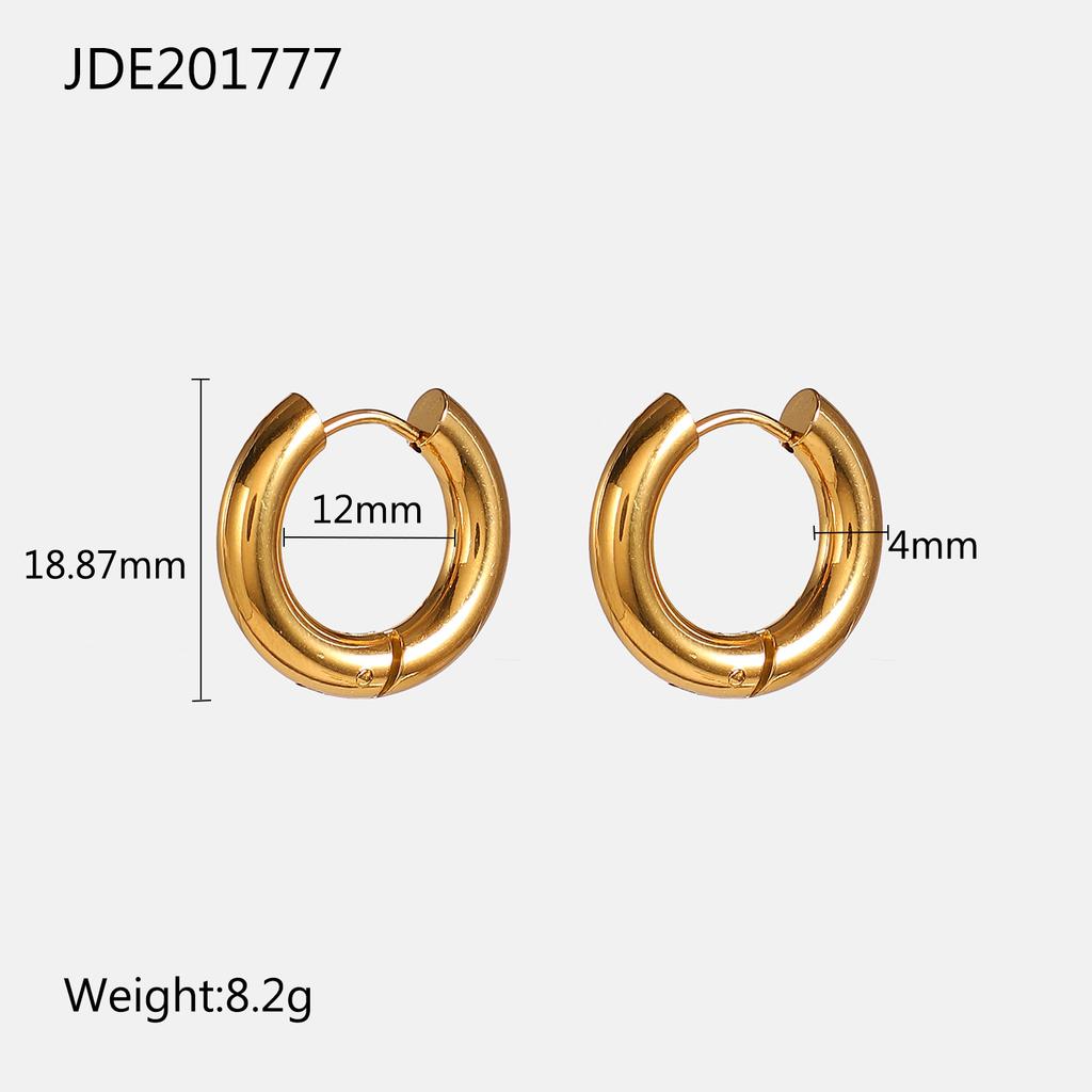 Wind 4mm 18k Gold Plated Stainless Steel Jewelry Gold Silver Hoop Earrings Geometric Ring Delicate