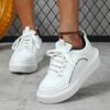 Unisex Women White Dad Shoes for Men Thick Sole Skateboard Chunky Sneakers Casual Vulcanized Shoes High Platform Lace Up White