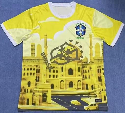 Summer Men's Brazilian Football Elements Training Football T-shirt Digital Printing Comfortable Breathable Quick Drying