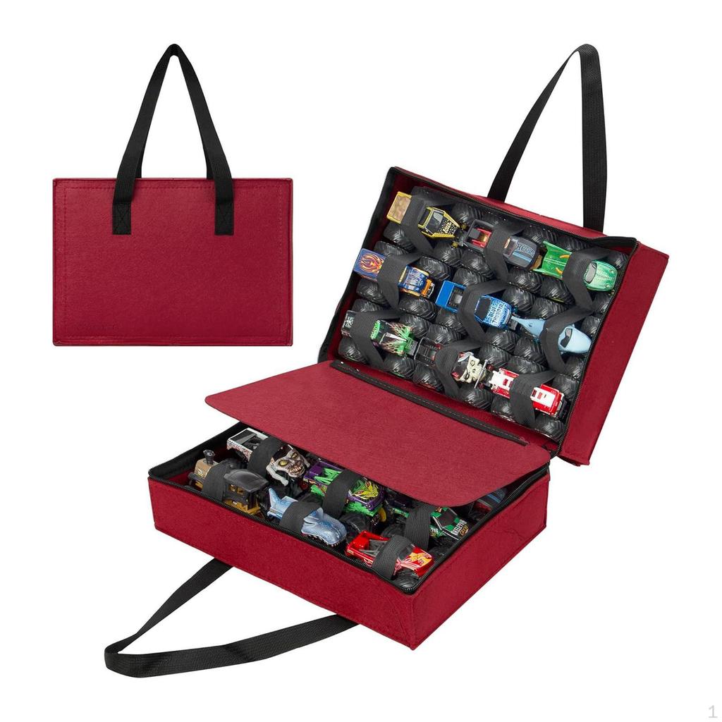 Toy Case Storage Bag with Zippers Carrier Lightweight Holds 18 Mini Toys Cars Gift Protection