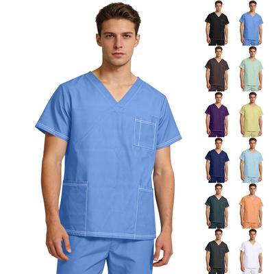 Men's V-neck Handwashing Short Sleeved Caregiver Uniform