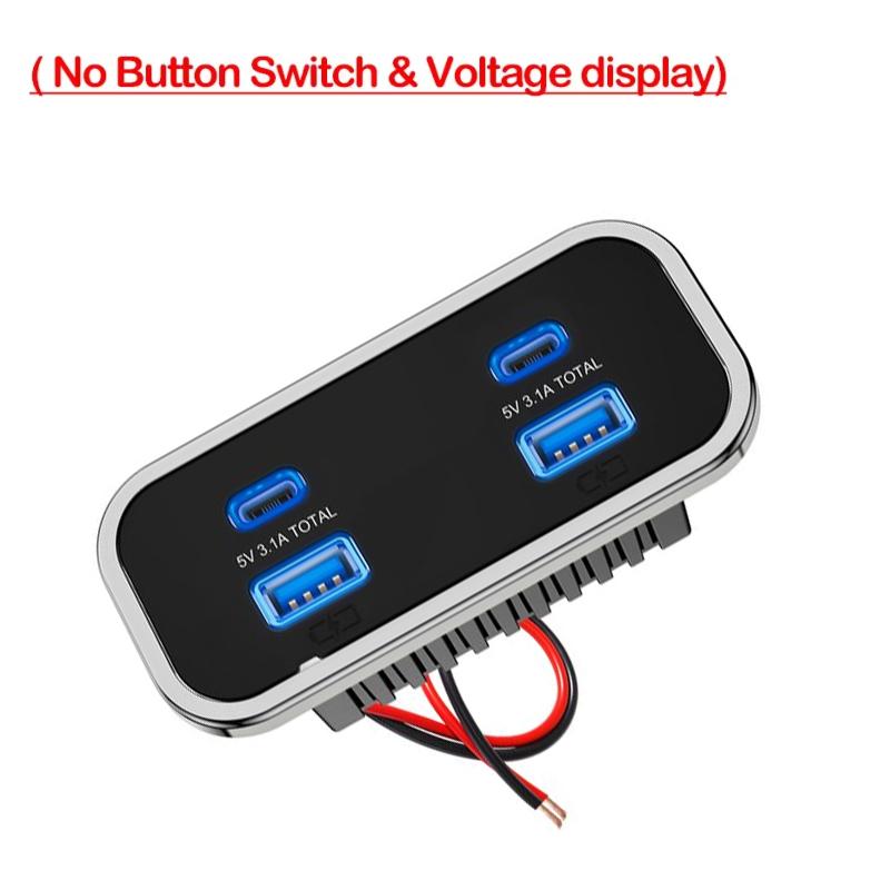 4-Port 12V/24V Car USB Socket Charger 76W Dual PD3.0 Type-C & Dual Quick Charge QC3.0 Power Adapter for Marine Bus ATV Truck