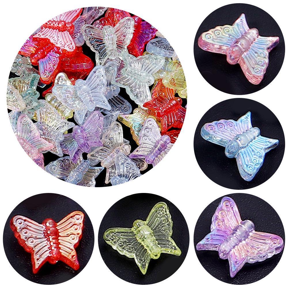 50-Pack Acrylic Colored Transparent Butterfly Beads for DIY Phone Chains