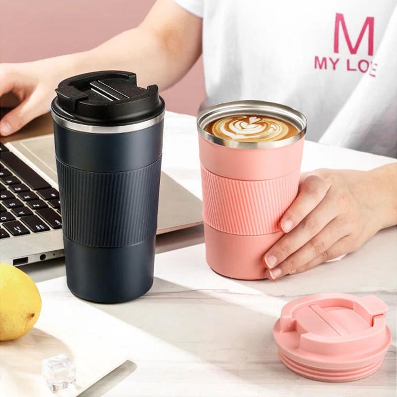 510ml 304 Stainless Steel Vacuum Insulated Portable Coffee Cup Outdoor Thermos Cup Sealed Thermal Insulation Trailing Mug Water