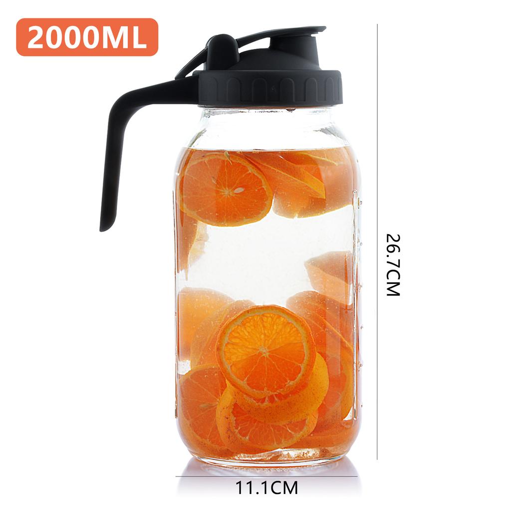 Mason Jar Glass  Pitcher with Lid Wide Mouth 32/64oz Cold Brew Coffee Pot Water Bottle Iced Tea Dispenser Storage