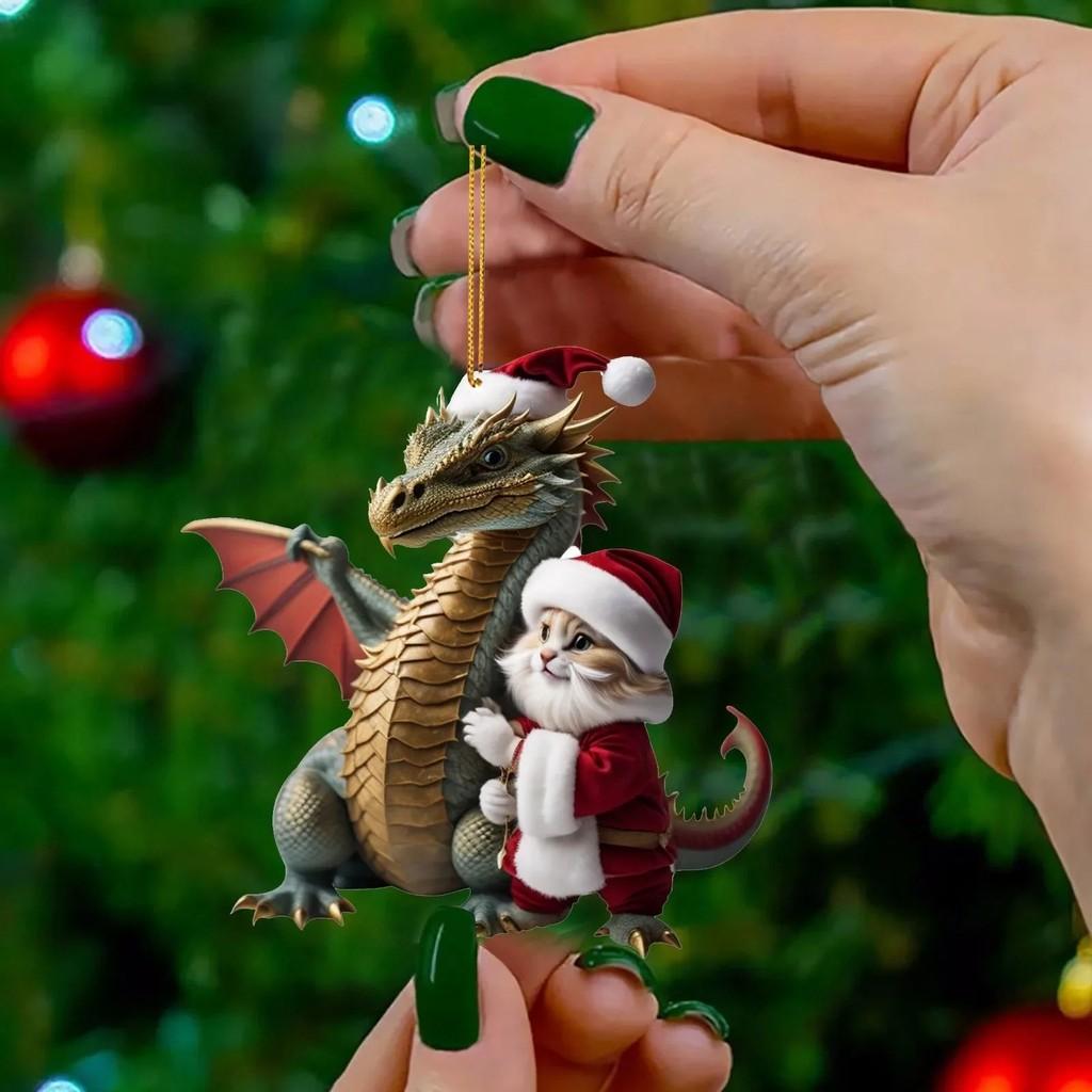 

Забавный акриловый мультяшный динозавр, украшение для автомобиля, для красочных рождественских праздников StyleA