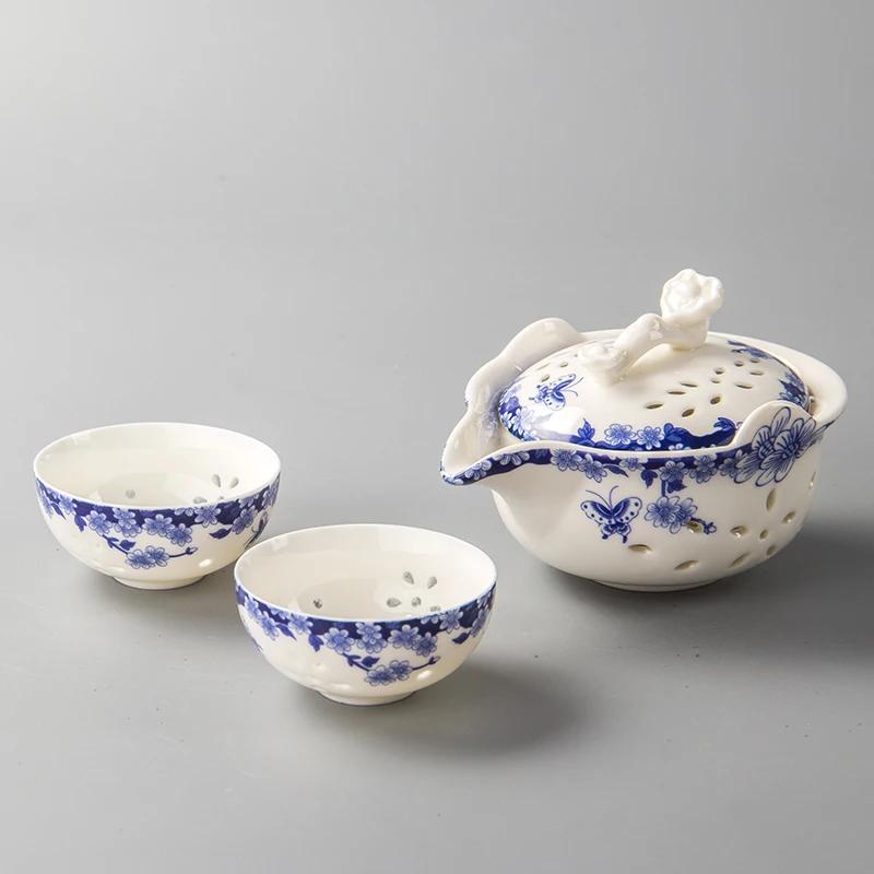 Chinesisches Porzellan Teekanne und Tasse Set Weißes Knochenporzellan Teegeschirr Keramik Teekanne Mit Sieb für losen Tee 1 Kanne 2 Tassen