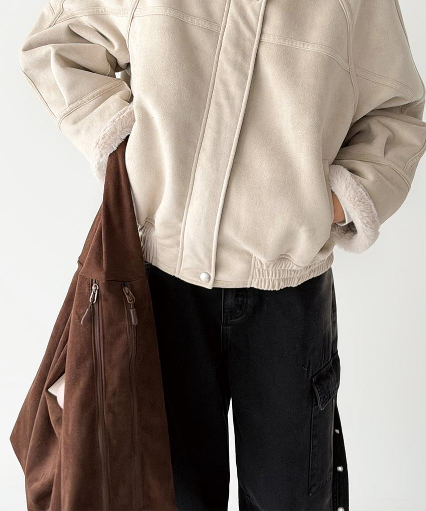 The Green Lab All Day Suede Maxi Shoulder Bag [Brown]