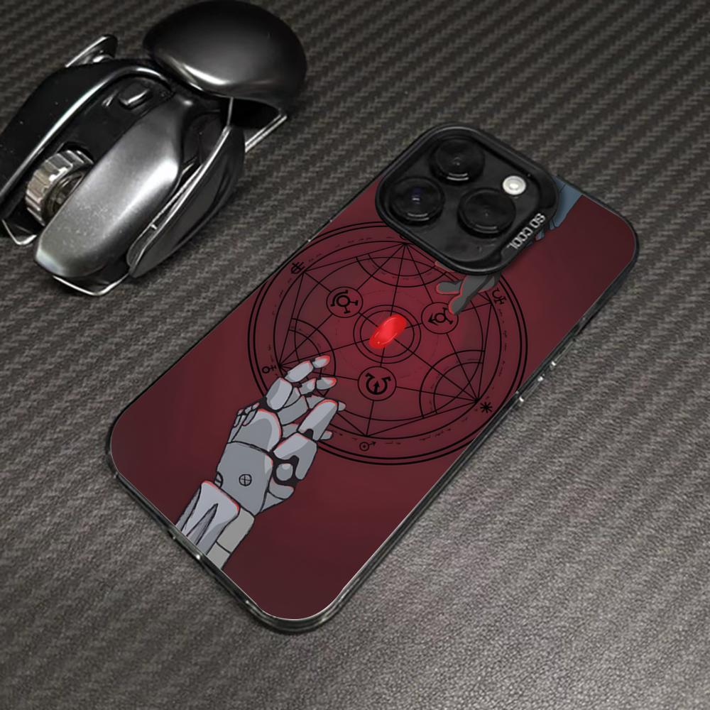 Anime Fullmetal Alchemist Phone Case black IMD Colorful Silver Suitable soft case for iPhone 16 15 14 13 12 11 XS Pro Max