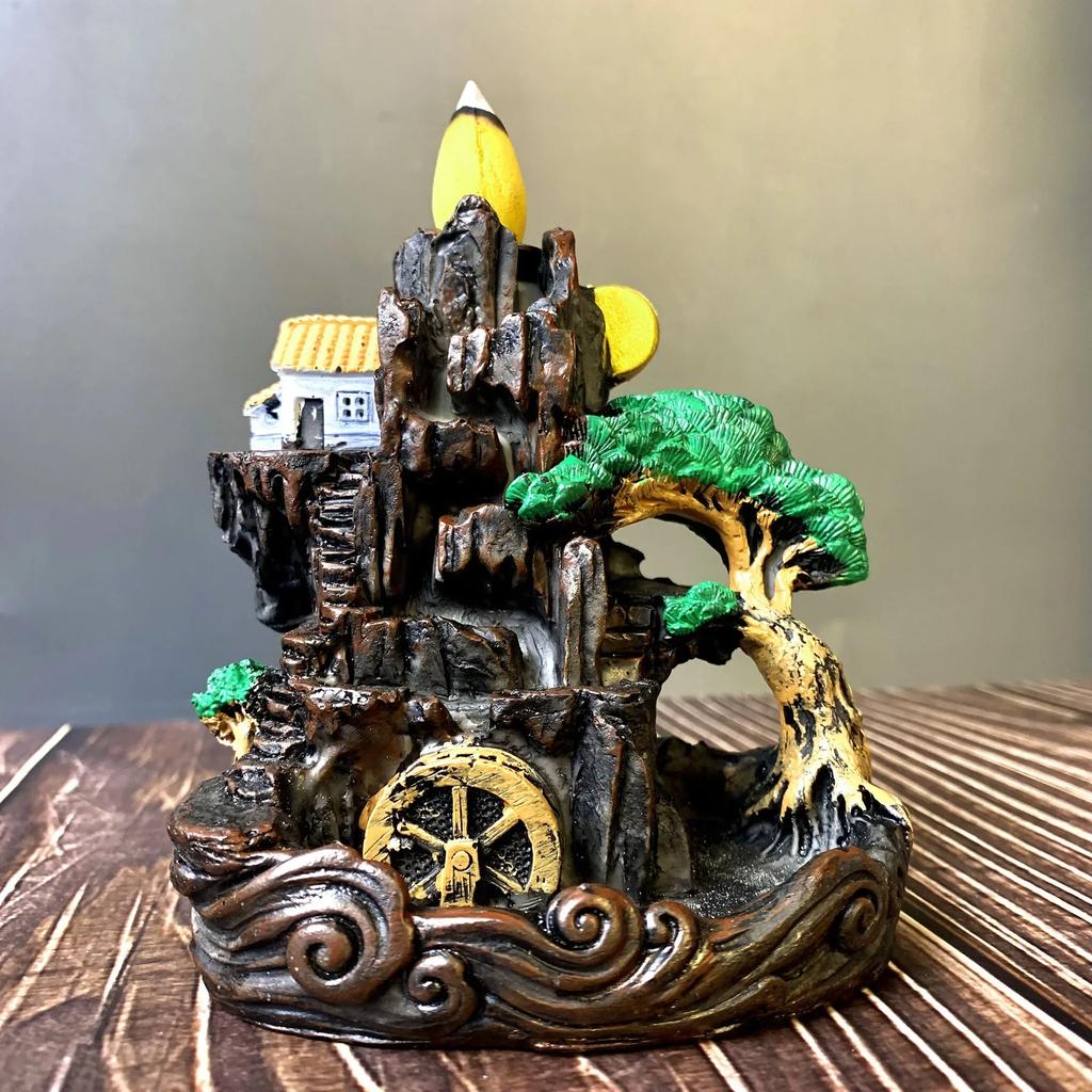 1PCS Resin Reflowable Incense Holder Moutain Stream Incense Burner Living Room Coffee Table Office Home Decor Gifts