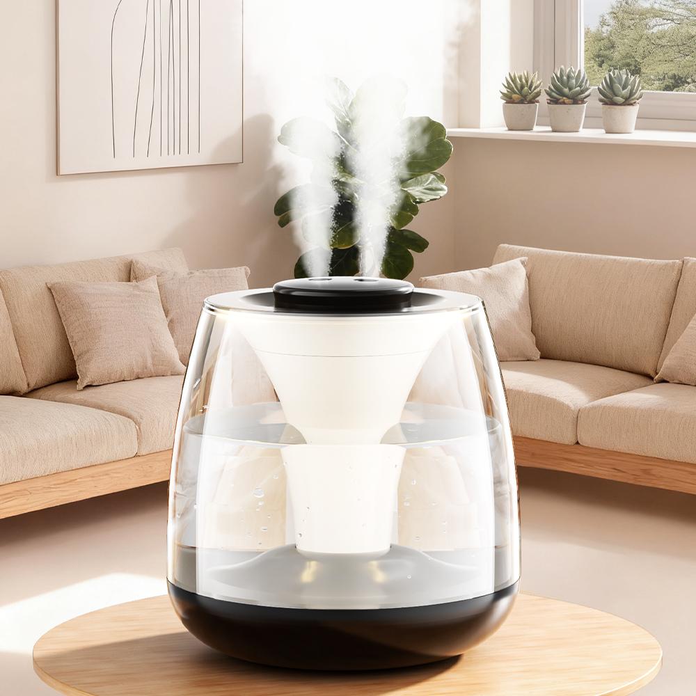 3-liter Dual Spray Humidifier with Silent Digital Display Humidity, Home Bedroom Colorful Atmosphere Light Aromatherapy Machine