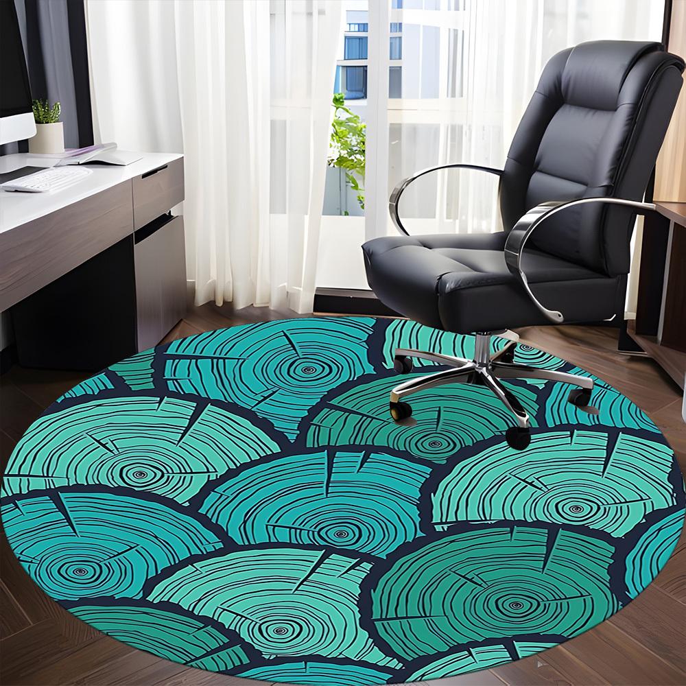 1pc Wooden Rings Office Round Area Rug, Indoor Mat Suitable For Office, Under Office Chairs Bedroom Living Room Home Decor, Room Deco