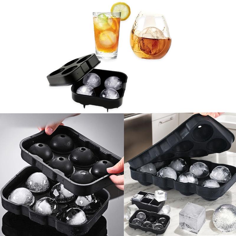 Silicone Ice Cube Tray Large Capacity Ice Maker Household Ice Ball Mold Easy Release Press Ice Box