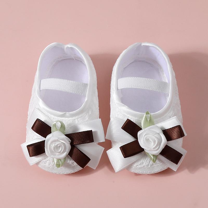 Baby Girl's Shoes Flower Bowknot Decoration Non-Slip Infant Princess Shoes For 0-1 Year Old