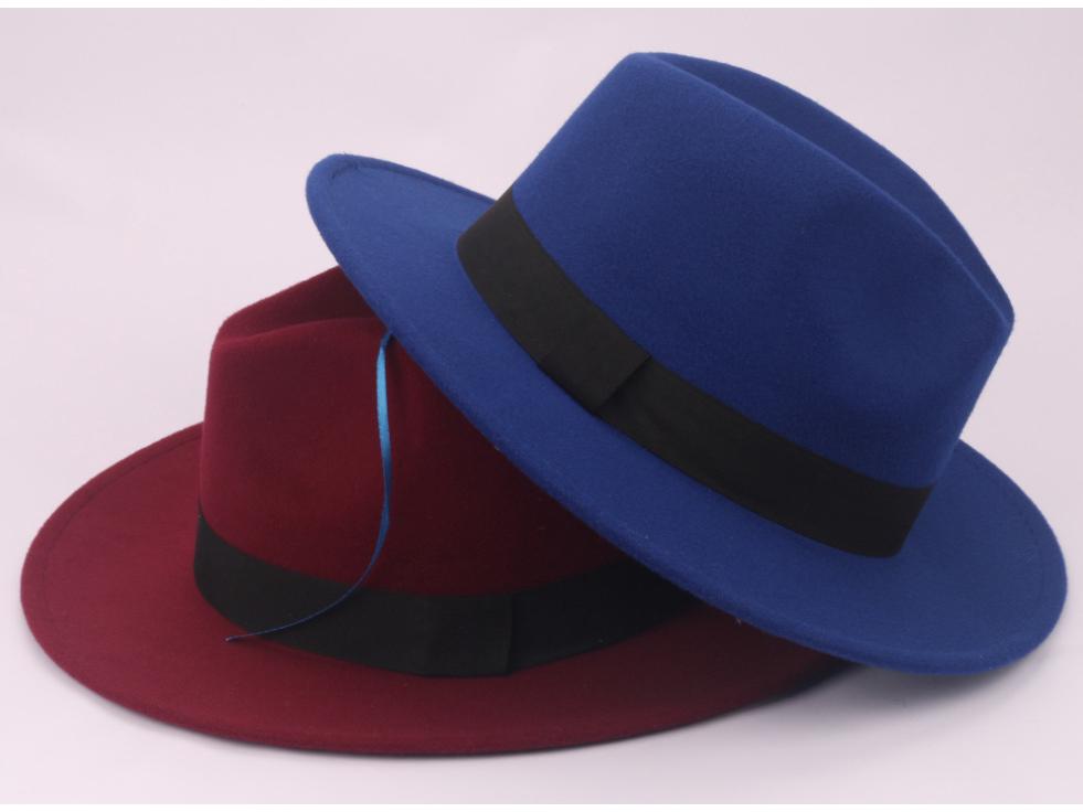 Retro Shanghai Fedora mit breiter Krempe: Unisex Frühling/Herbst Jazz Panama Hut in Wolloptik