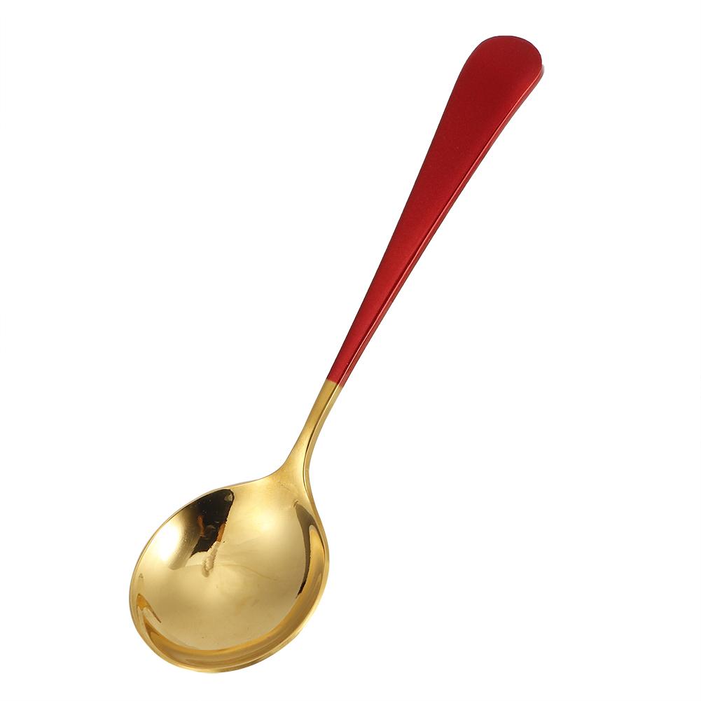 

5 шт. Суповые ложки из нержавеющей стали Детская ложка Столовая ложка Столовые приборы Бытовые кухонные принадлежностиЗеленый красный