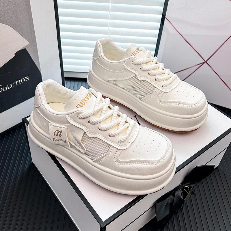 INS White Shoes for Students Korean Style Women's Fashionable  Summer New Platform Height Increasing Breathable Casual Shoes Street Shot Z6602