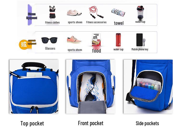 Large Capacity Unisex Sports Backpack - Lightweight, Multi-pocket Shoulder Bag for Basketball and Fitness Travel