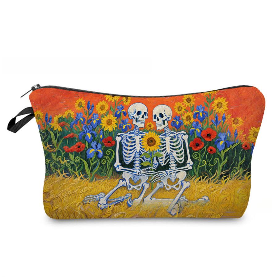 Women Skull Print Cosmetic Bag Toiletries Organize Travel Storage Case 6867 KTB